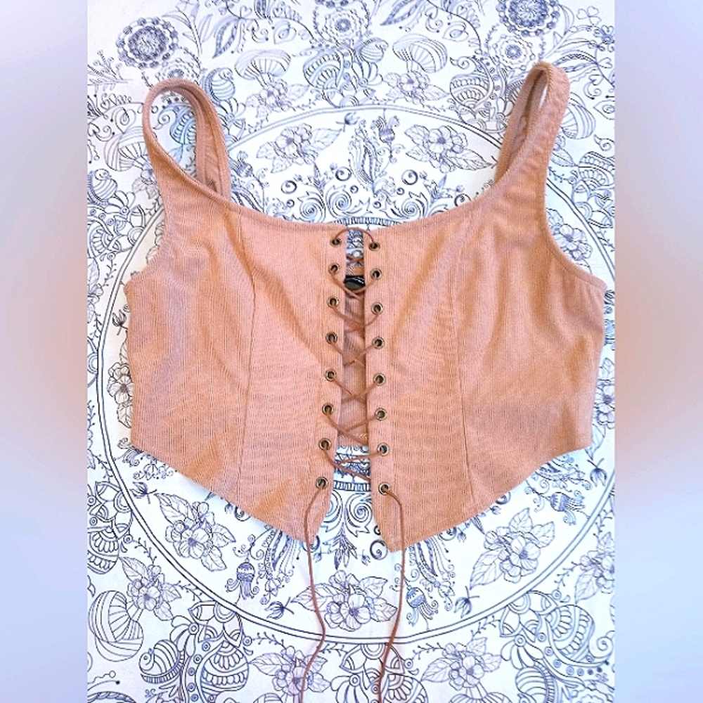 Shein MOD - Lace up front Tank Top
